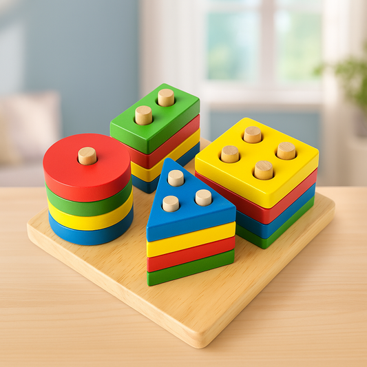 Wooden Multicolor 4 Geometric Shapes Sorter Toy