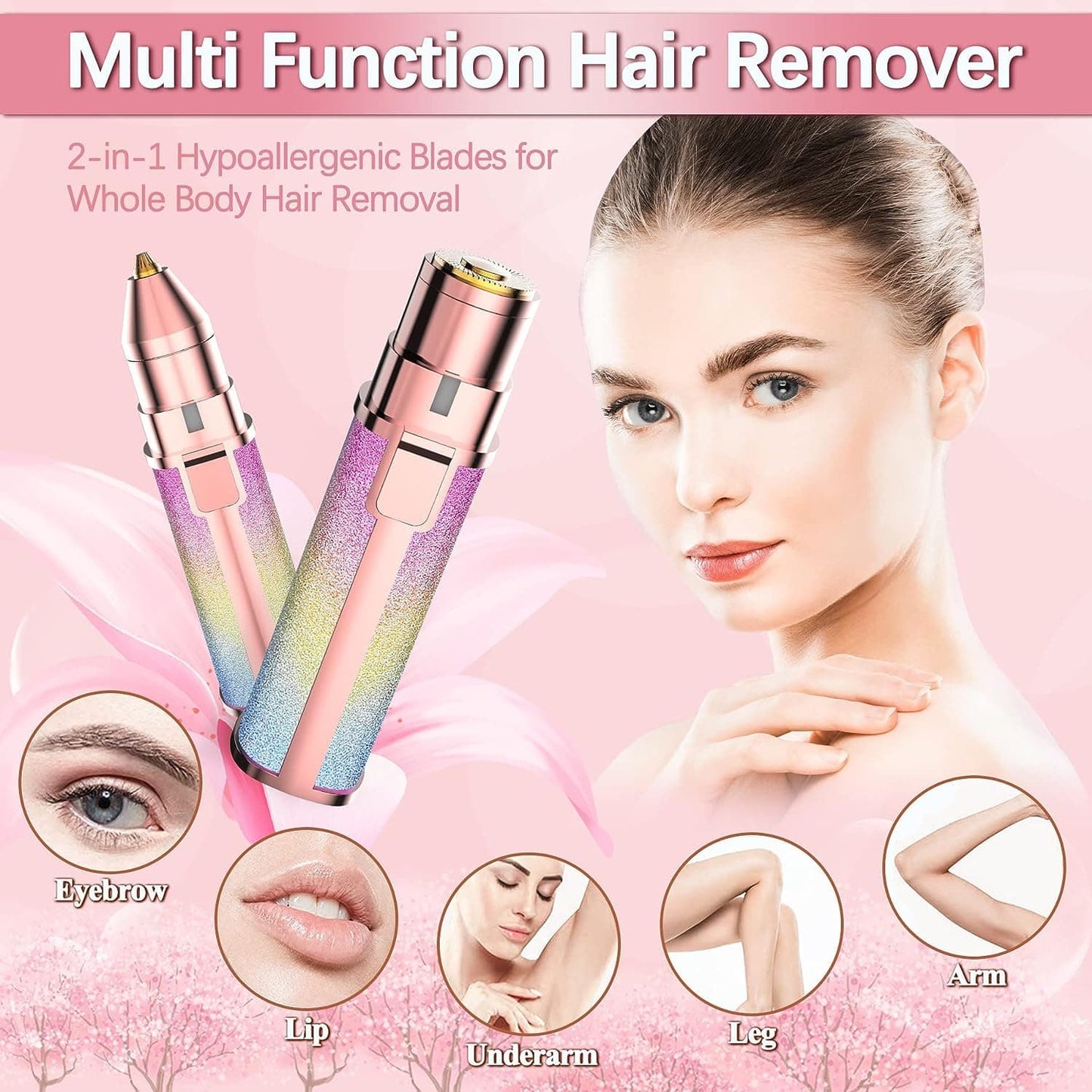 2 in 1 Rechargeable Flawless Hair Remover & Eyebrow Trimmer