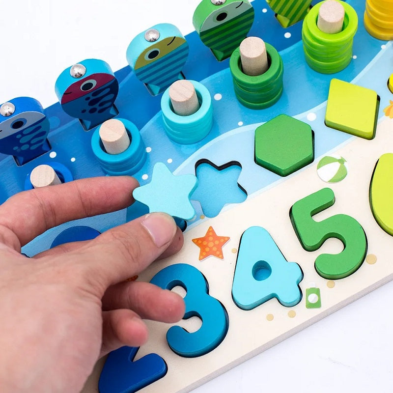 Wooden Logarithm 6in1 Activity Montessori Busy Board