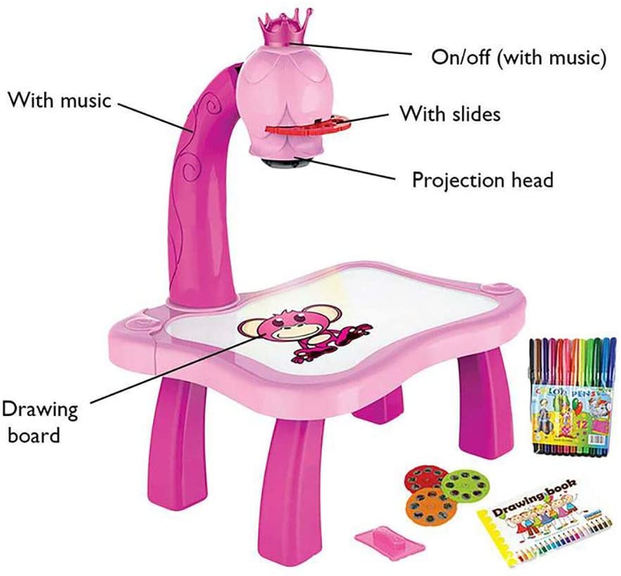 3 In 1 LED Projector Drawing Table Toy for Kid- Painting Tool, DIY Musical Painting Toy