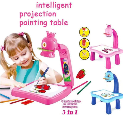 3 In 1 LED Projector Drawing Table Toy for Kid- Painting Tool, DIY Musical Painting Toy