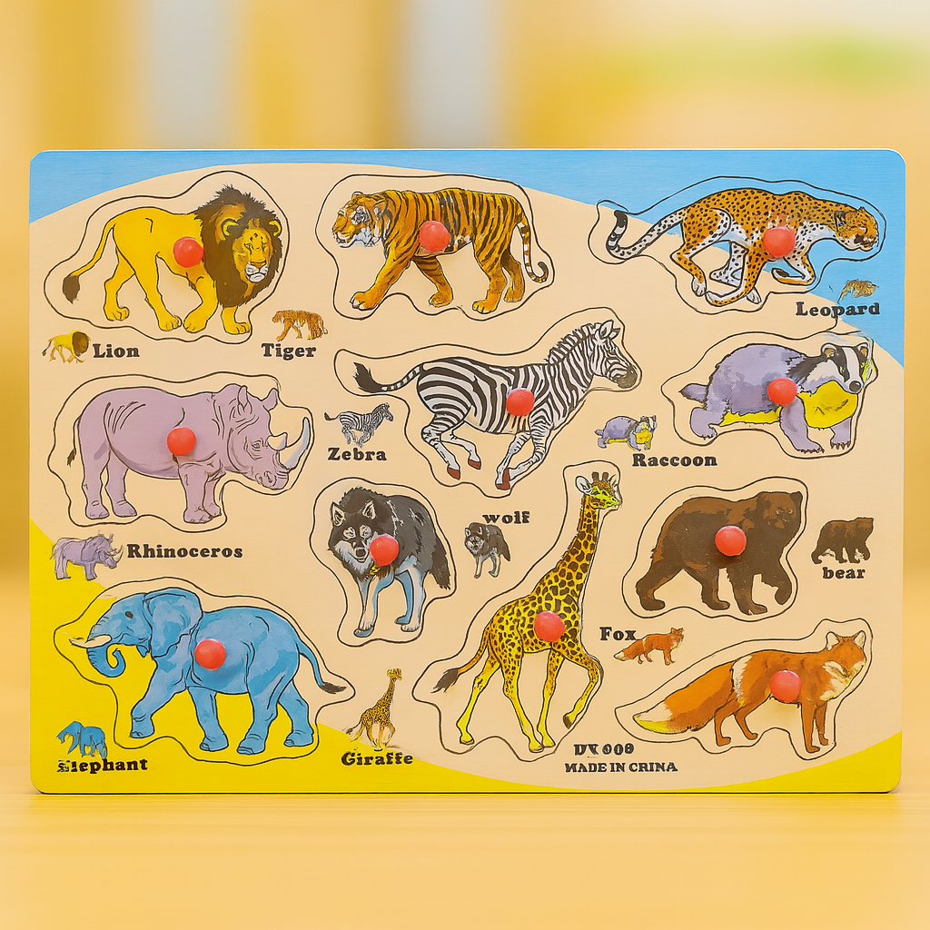 Wooden Peg Puzzle Pin Sorting Boards