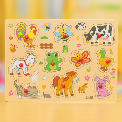 Wooden Peg Puzzle Pin Sorting Boards