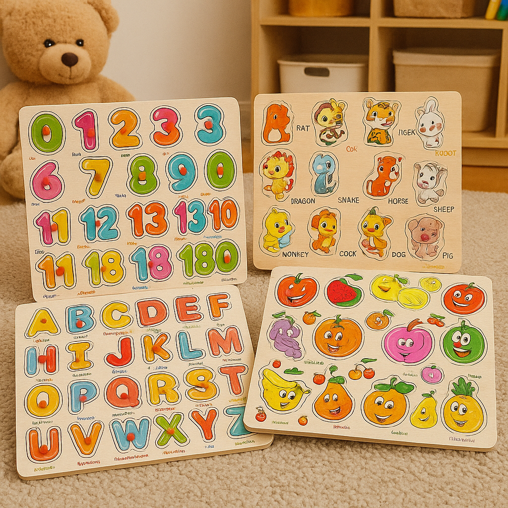 Wooden Peg Puzzle Pin Sorting Boards