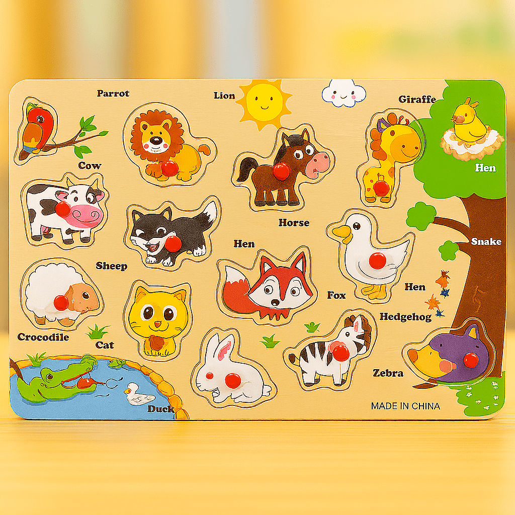 Wooden Peg Puzzle Pin Sorting Boards