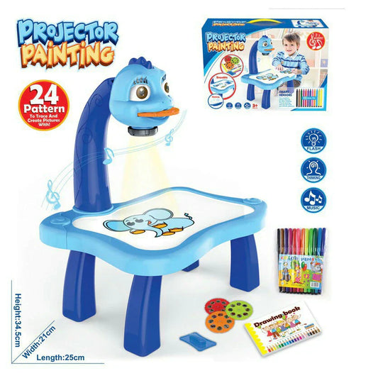 3 In 1 LED Projector Drawing Table Toy for Kid- Painting Tool, DIY Musical Painting Toy