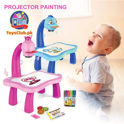 3 In 1 LED Projector Drawing Table Toy for Kid- Painting Tool, DIY Musical Painting Toy