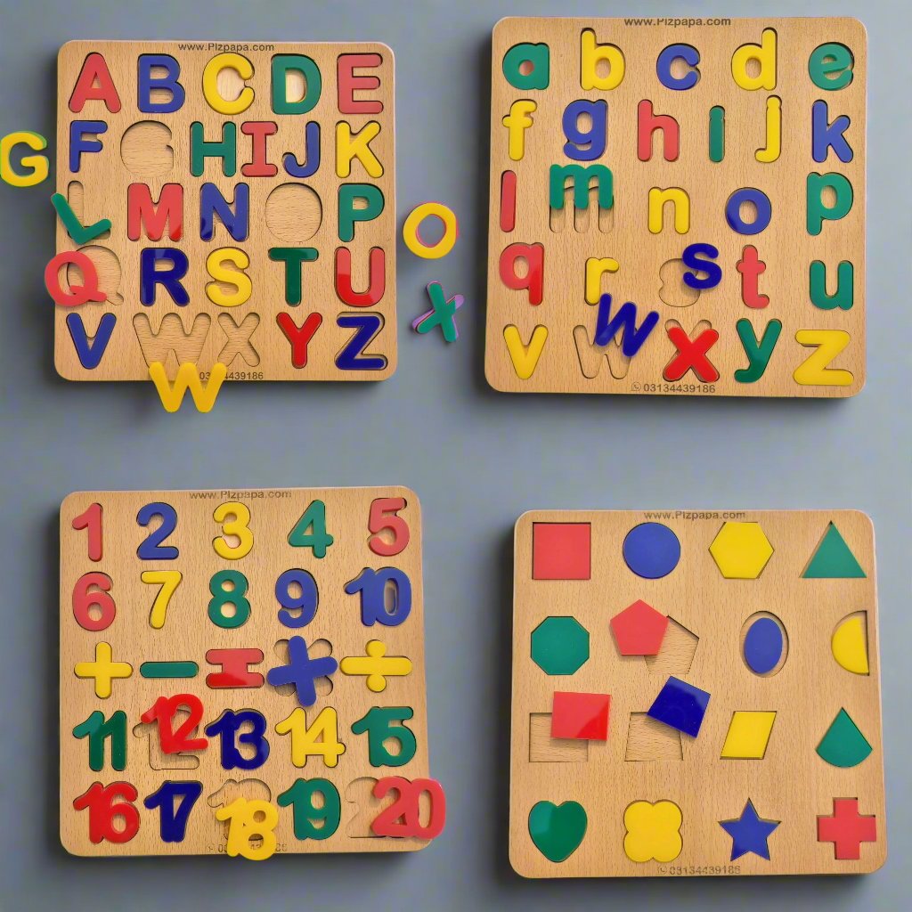 Montessori ABC,Shapes,123 and Colour Puzzle Board