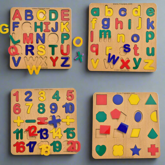 Montessori ABC,Shapes,123 and Colour Puzzle Board