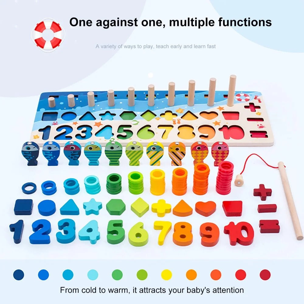 Wooden Logarithm 6in1 Activity Montessori Busy Board