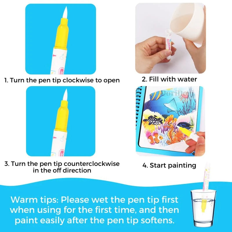 Magic Reusable Water Coloring Activity Book-M